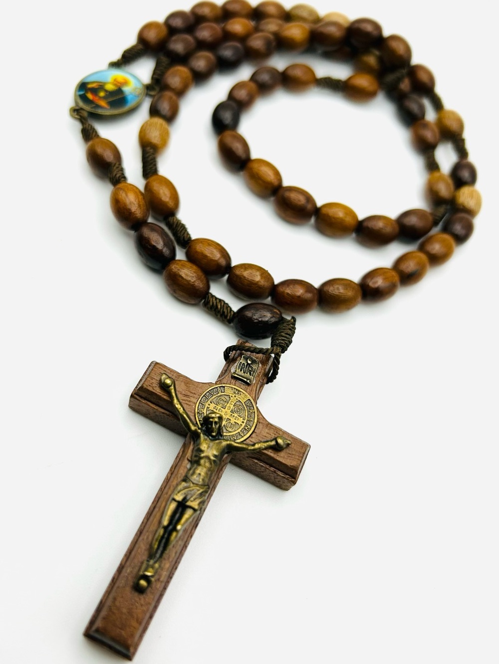 St Benedict Crucifix Wood Rosary Beads Blessed Prayer Catholic Protection